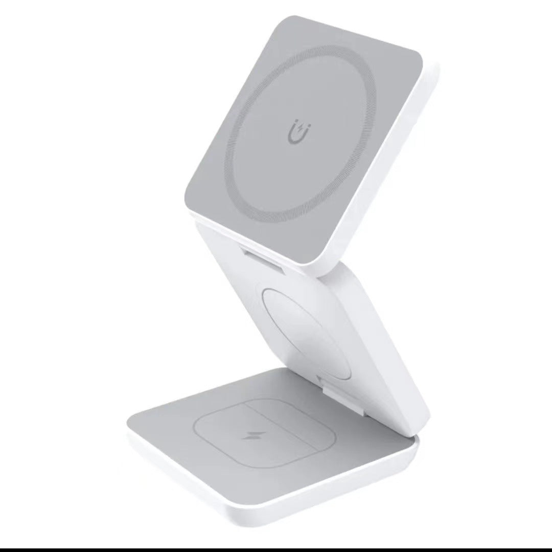 Folding Three-in-one Wireless Charger with Magnetic Suction - Fast Charging for iPhone, Samsung, and AirPods. Wondery store